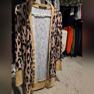 Leopard Print Open Front Cardigan
